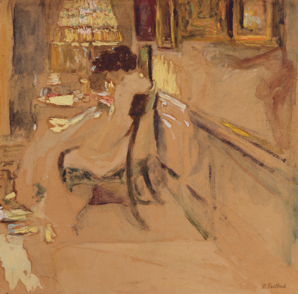 Madam Hessel Varrás a lámpa alatt, 1905 körül alkotó: Edouard Vuillard