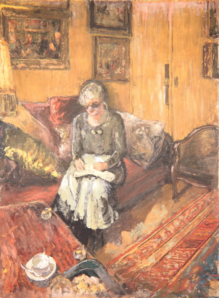 Madame Hessel a Budoárban, Rue de Naples, 1935 körül (repedés a vásznon) alkotó: Edouard Vuillard