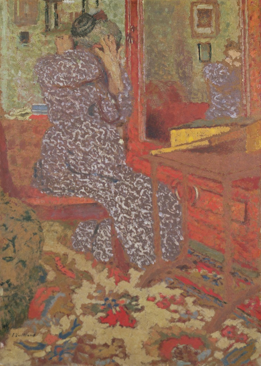 Madame Vuillard a haját rendezgeti, 1900 (tábla) alkotó: Edouard Vuillard