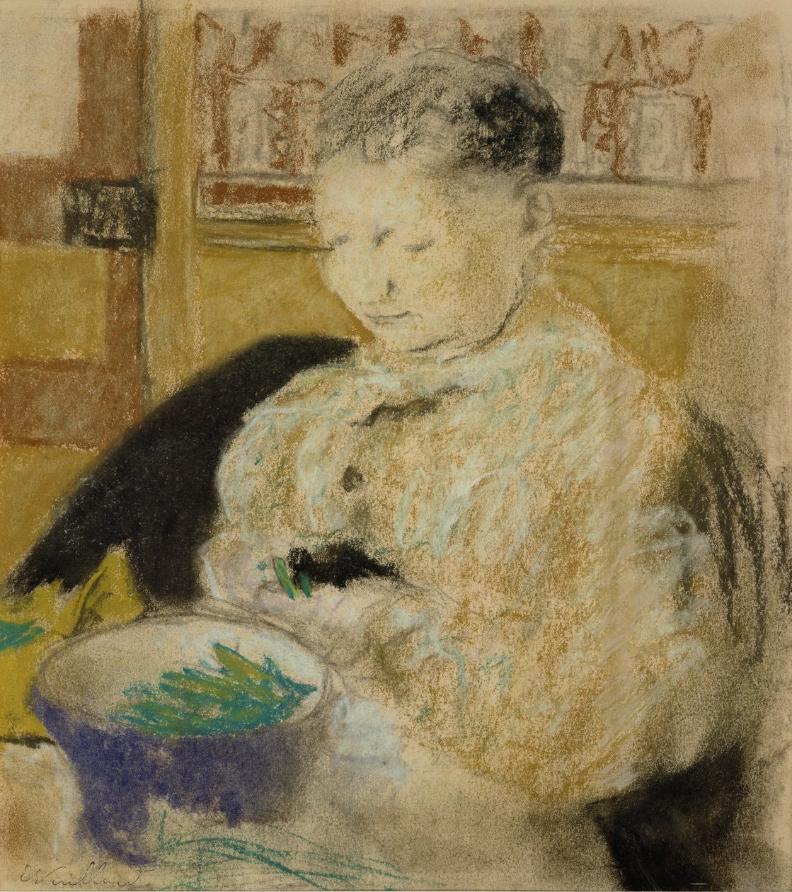 Madame Vuillard Podding Peas, 1905 alkotó: Edouard Vuillard