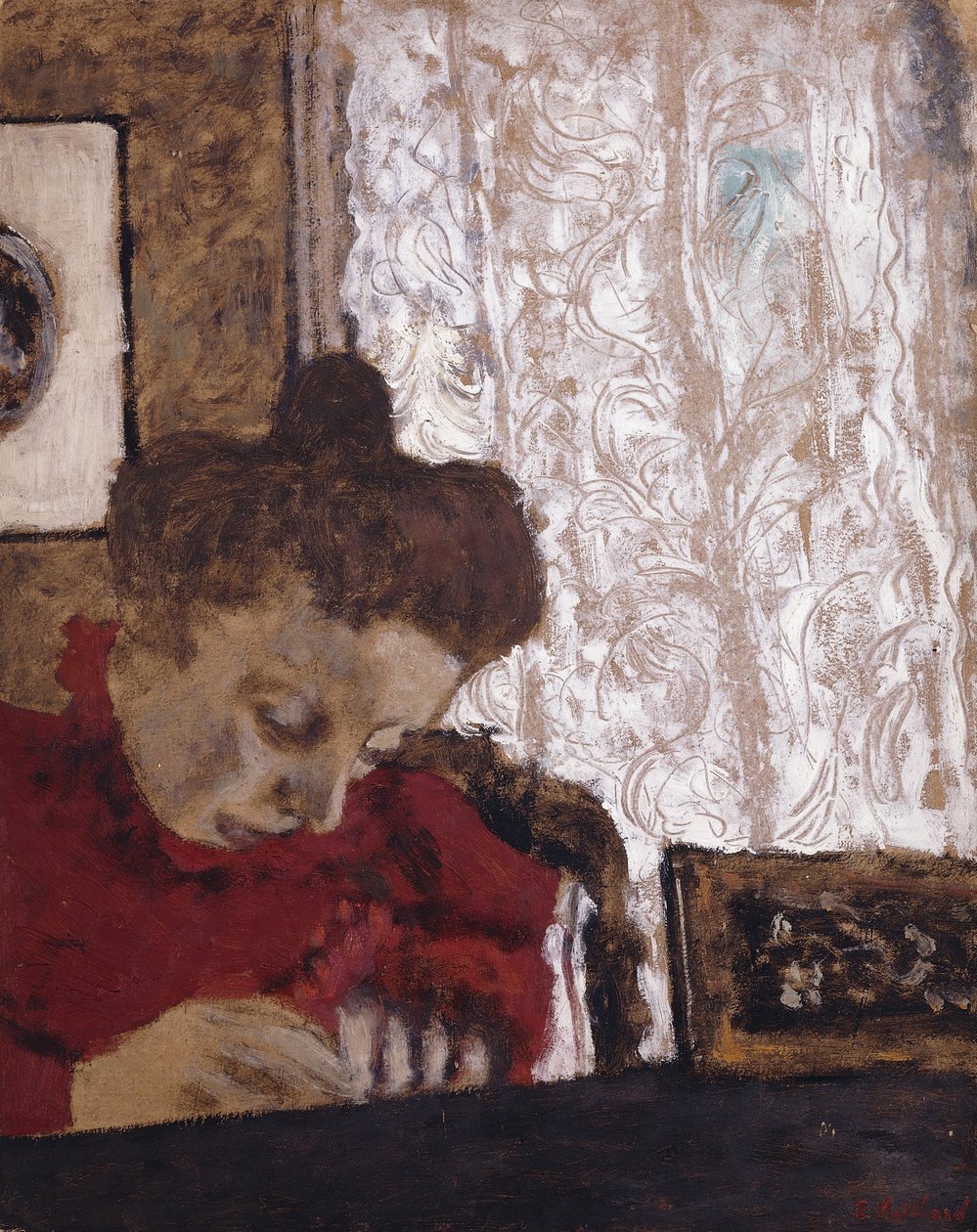 Marie Vuillard írása; Marie Vuillard okleveles, 1895 körül alkotó: Edouard Vuillard