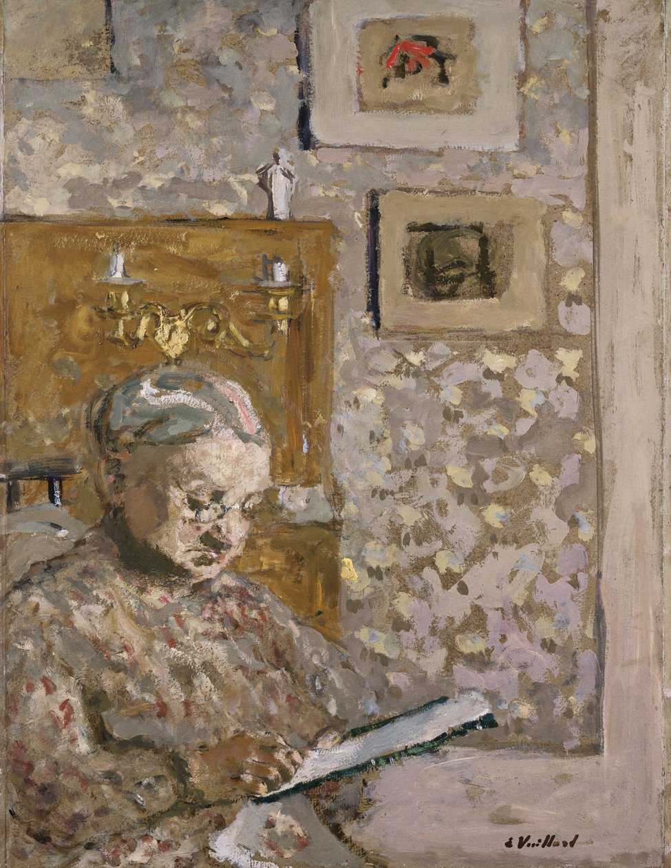 Mme Vuillard gobelinnel, 1910 körül (olaj, fedélzeten) alkotó: Edouard Vuillard