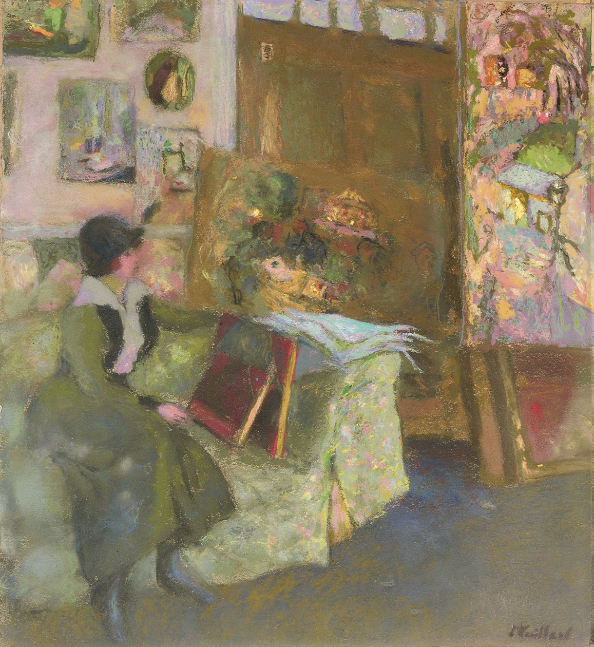 Modell zöld kanapén; A modell zöld dívánnal, 1915 alkotó: Edouard Vuillard