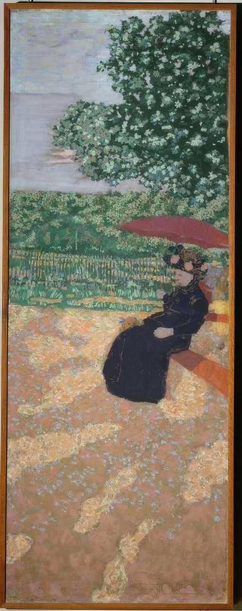 Park Párizsban: fekete ruhás nő alkotó: Edouard Vuillard