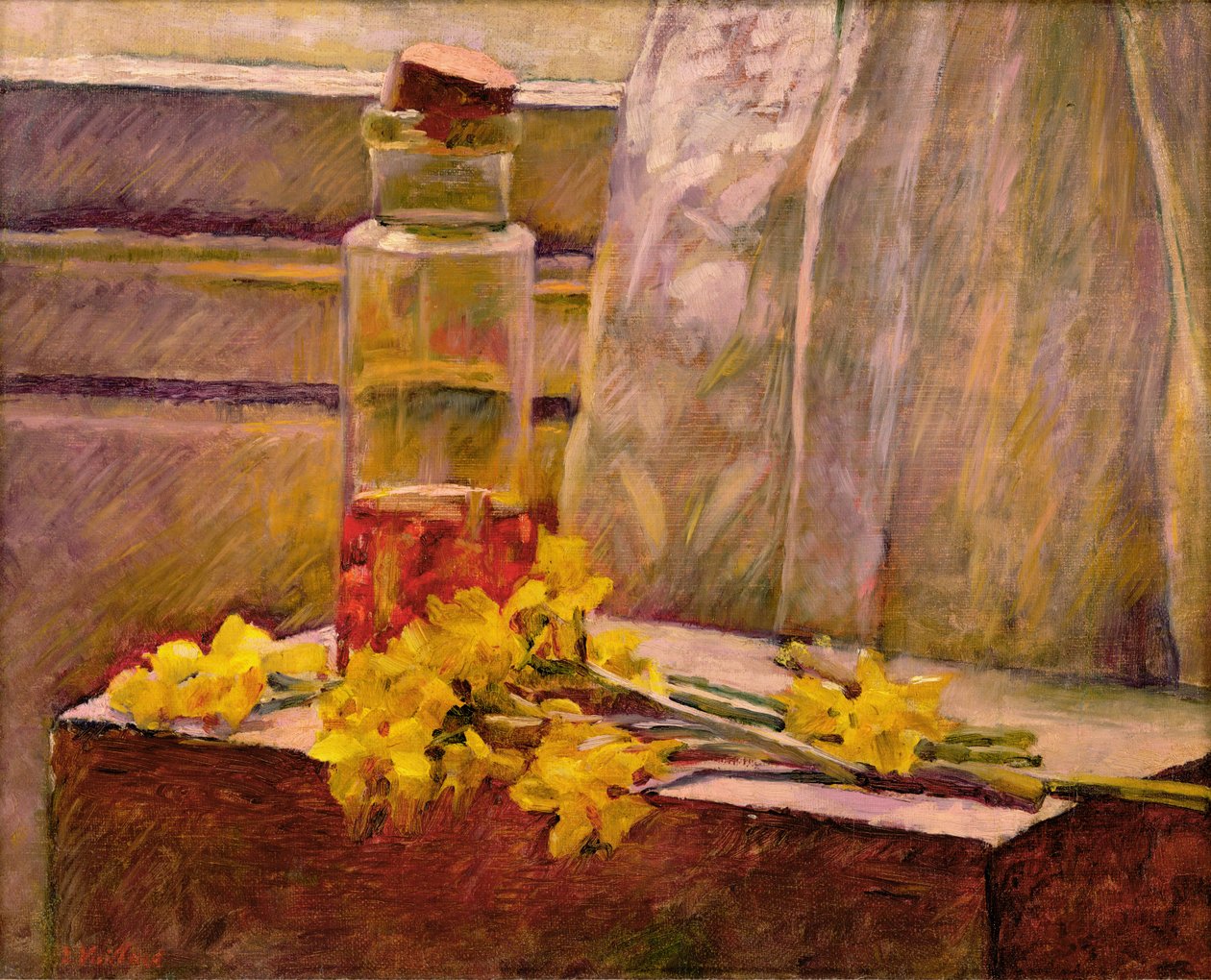 Virágcsendélet egy tégelyben az asztalon alkotó: Edouard Vuillard