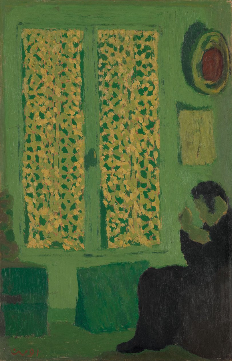 The Green Interior, 1891 (olaj, karton, hordott fára szerelve) alkotó: Edouard Vuillard