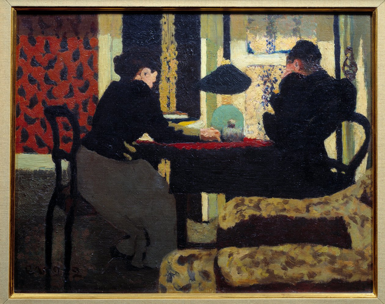 Két nő a lámpa alatt alkotó: Edouard Vuillard