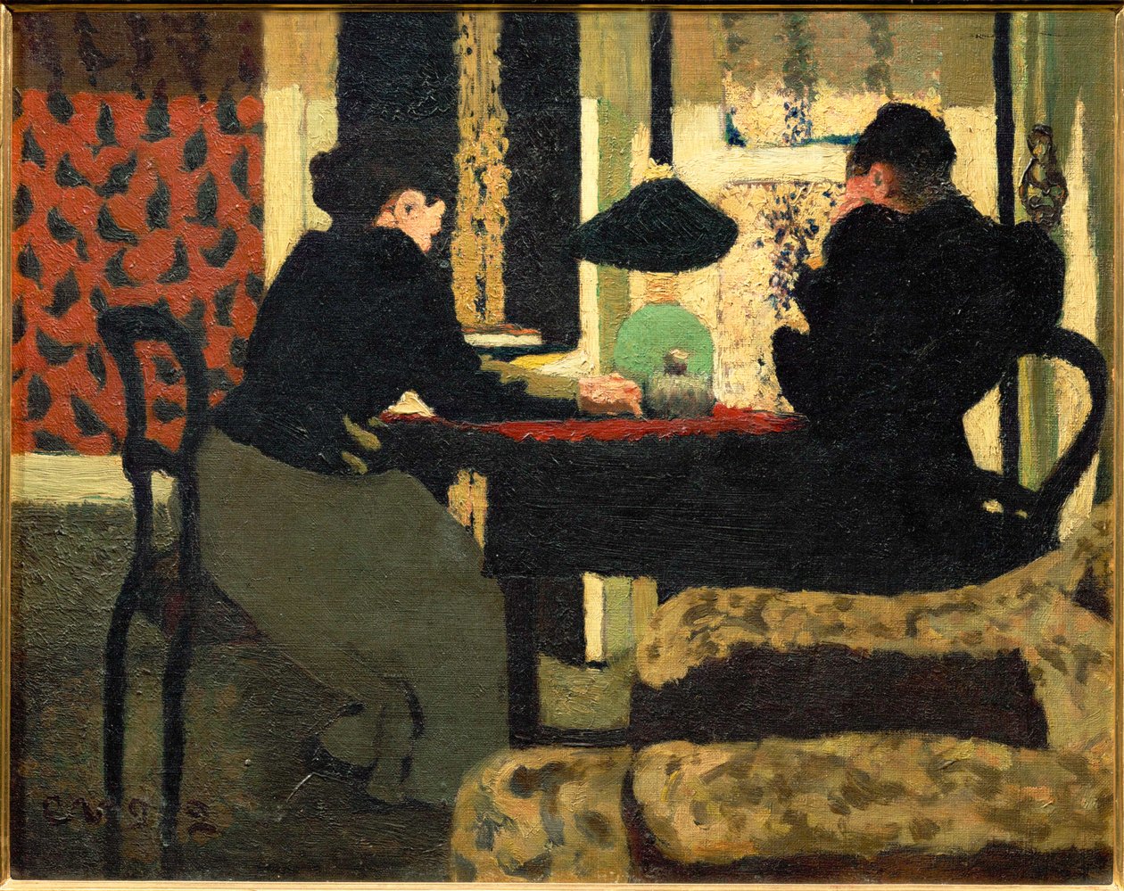 Két nő egy lámpa alatt (festmény vászonra) alkotó: Edouard Vuillard
