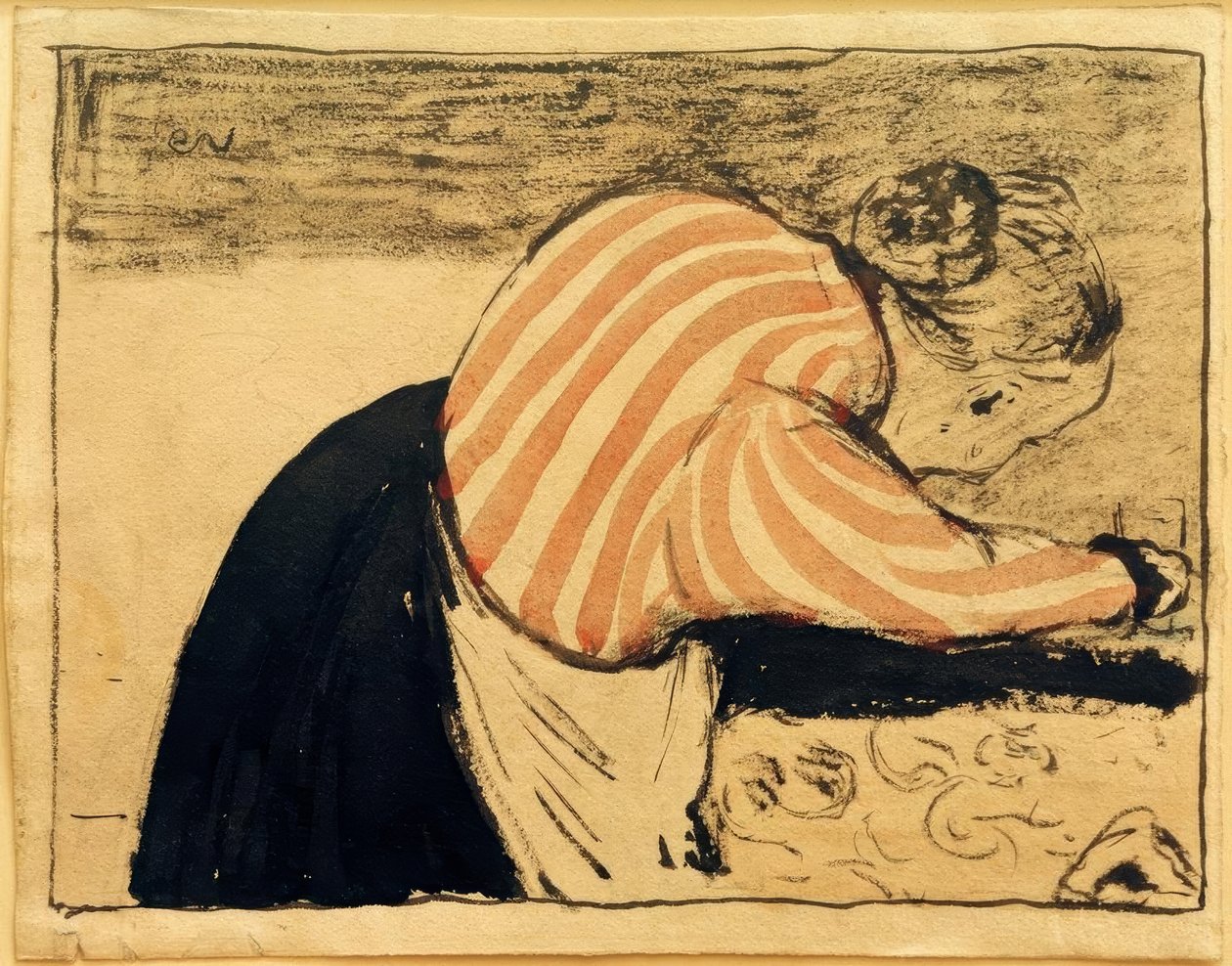 Öregasszony az asztalra támaszkodva alkotó: Edouard Vuillard