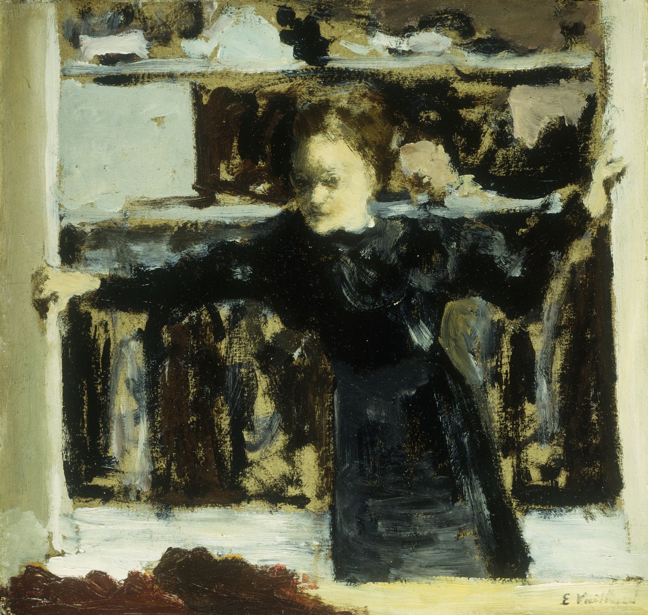 Nő ablakot nyit; Ablakot nyitó nő, 1893 alkotó: Edouard Vuillard
