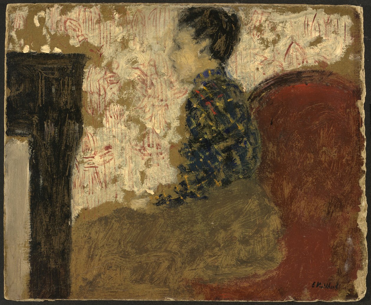 Nő ül a kandalló mellett alkotó: Edouard Vuillard