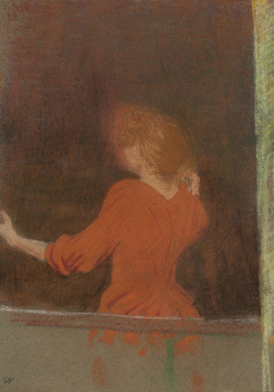 Piros ruhás nő, 1890-91 körül (pasztell, karton) alkotó: Edouard Vuillard