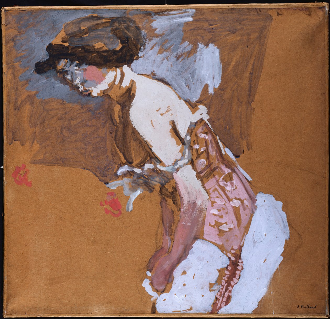 Vörös fűzős nő alkotó: Edouard Vuillard