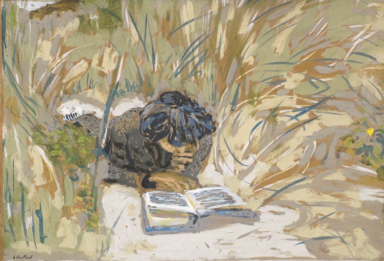 Olvasó nő, 1909 körül (repedés papíron) alkotó: Edouard Vuillard