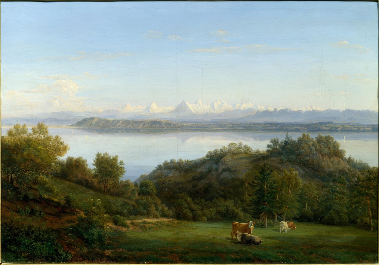 Kilátás Neuchâtelből az Alpokra alkotó: Édouard de Pourtalès-Pury
