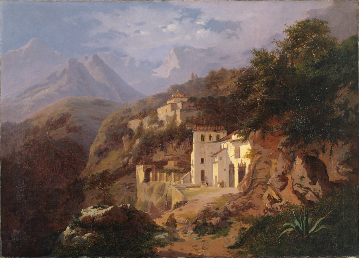 A cava-i kapucinus kolostor (Salerno) 1838 (olaj, vászon) alkotó: Edouard de Vigne