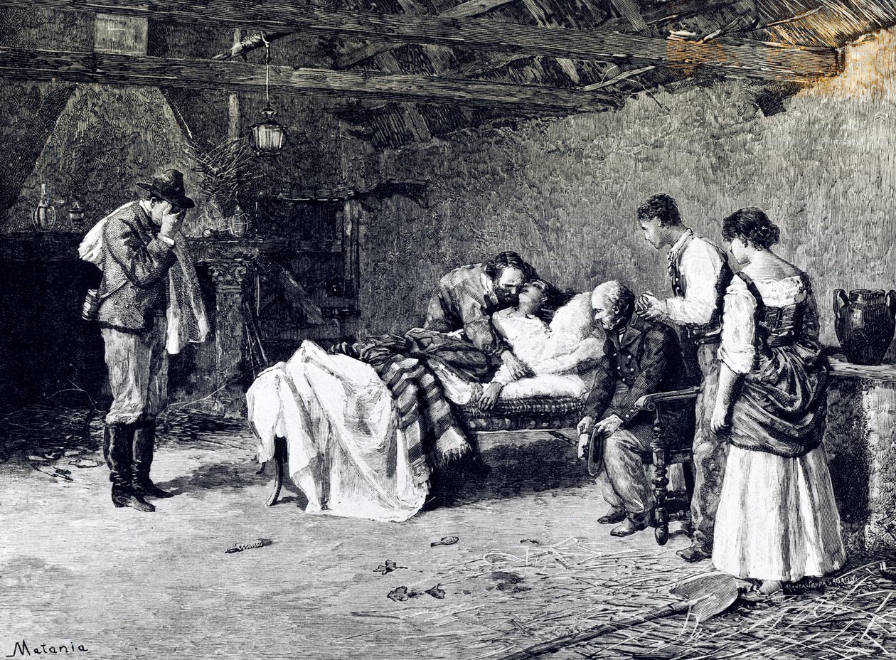 Anita Garibaldi halála Guiccioli márki farmján (illusztráció) alkotó: Edouardo Matania
