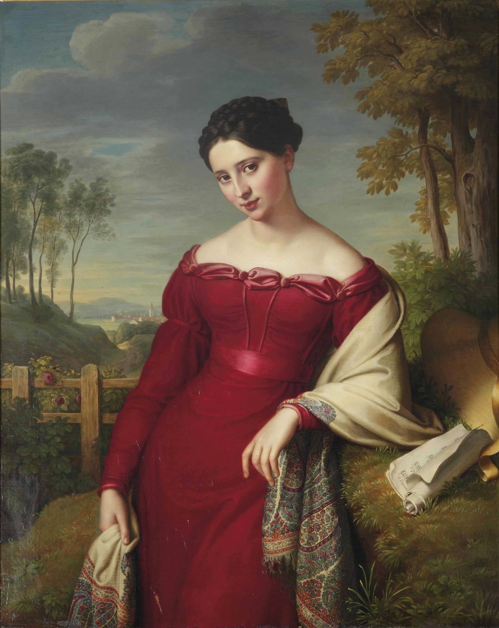 Egy fiatal, elegáns hölgy portréja alkotó: Eduard Friedrich Leybold