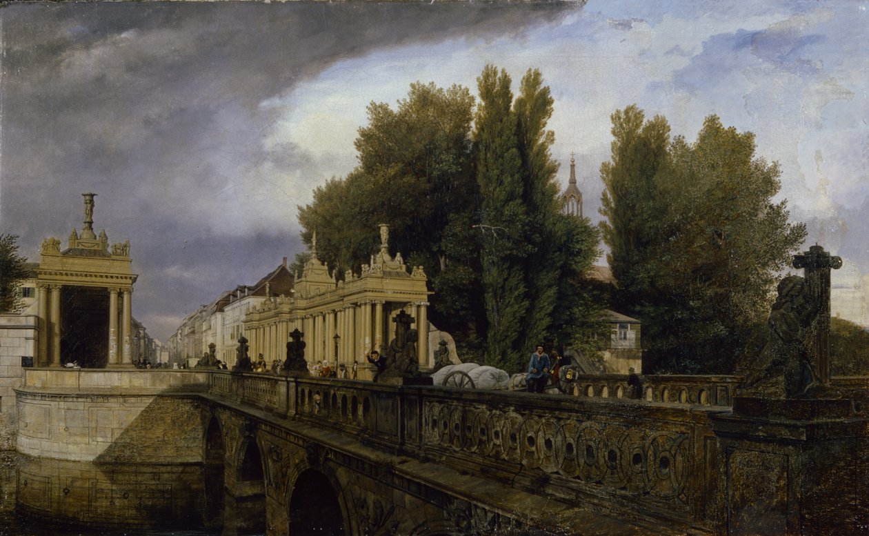 A Königsbrucke a Königsstrasse-n, Berlin, 1835 alkotó: Johann Philipp Eduard Gartner