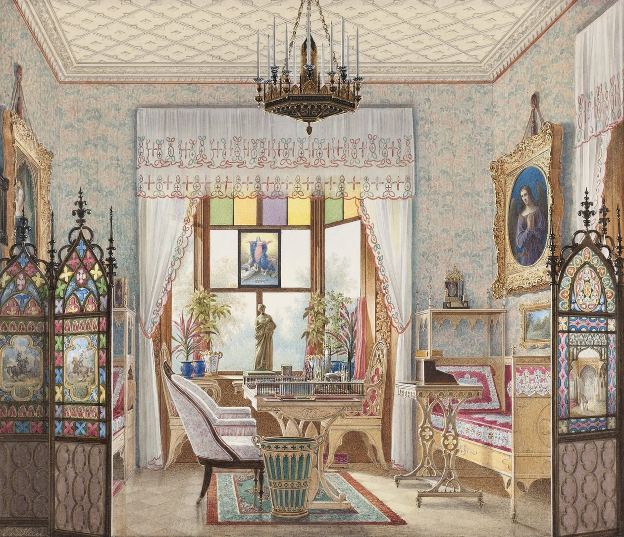 Alexandra Fjodorovna császárné ülése, Cottage Palace, Szentpétervár, Oroszország alkotó: Eduard Hau