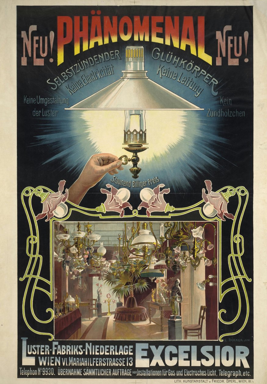 Excelsior. Öngyulladó izzótest, kb. 1895-1900. alkotó: Eduard Döcker