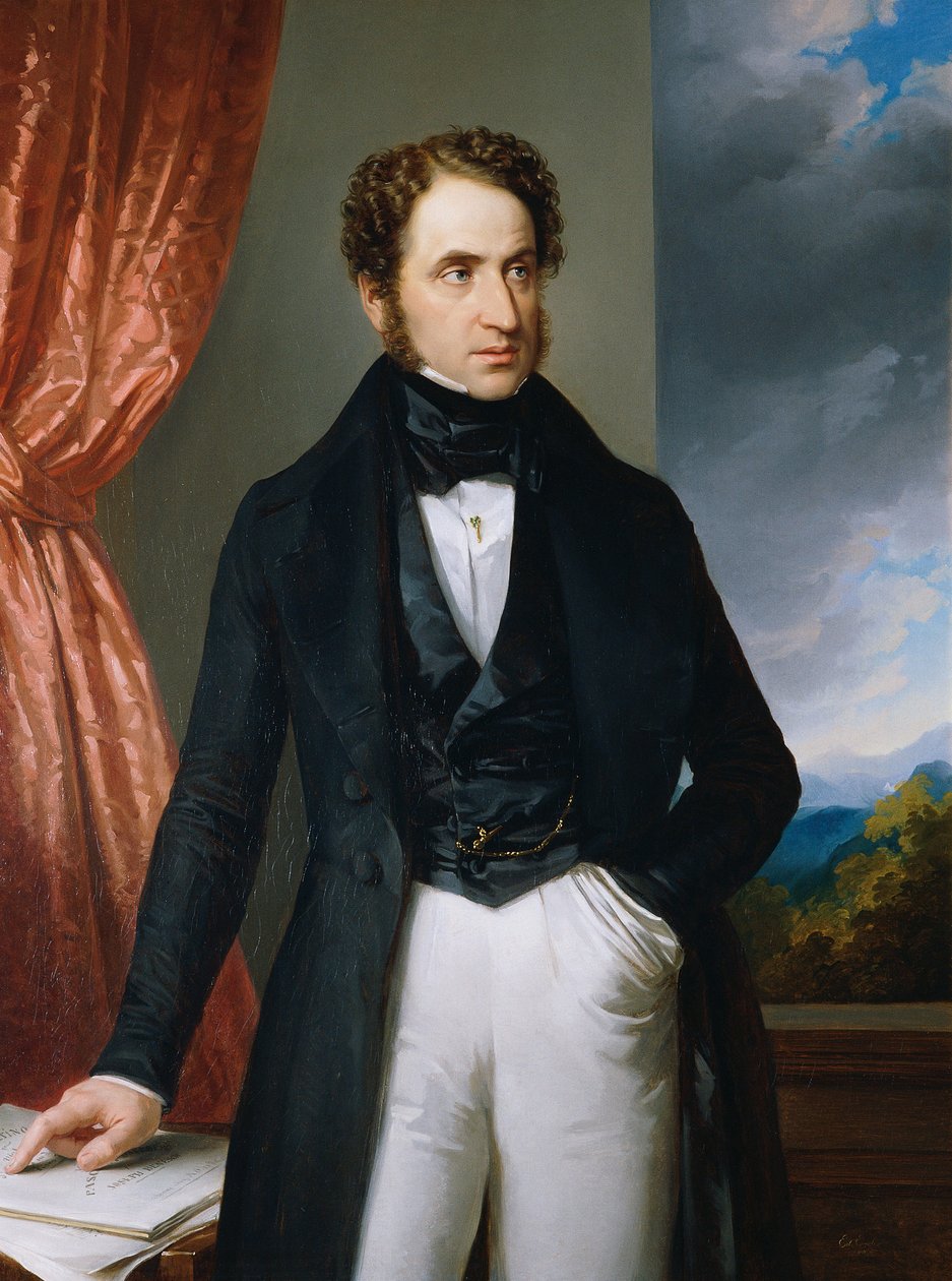 Josef Benesch hegedűművész és zeneszerző portréja 1795-1873, 1840. alkotó: Eduard Ender