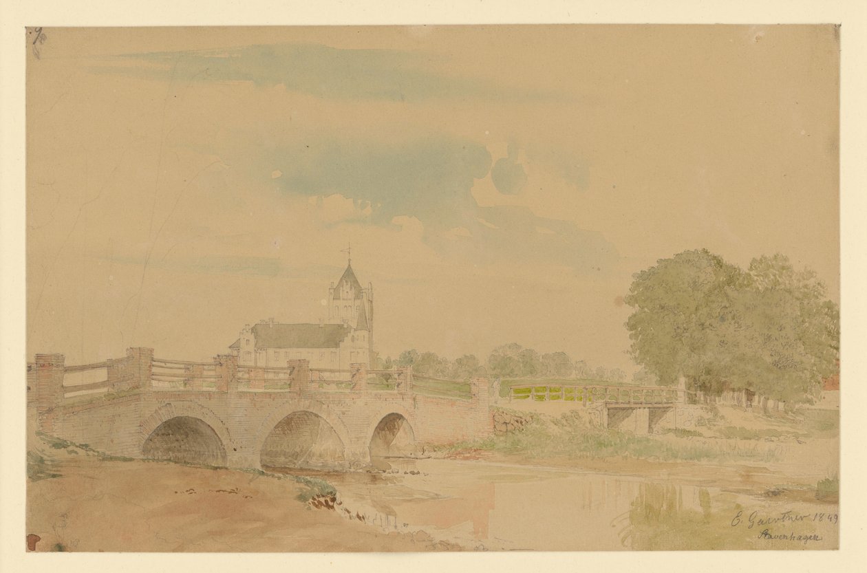 Kilátás Stavenhagen templomára és hídjaira alkotó: Eduard Gaertner