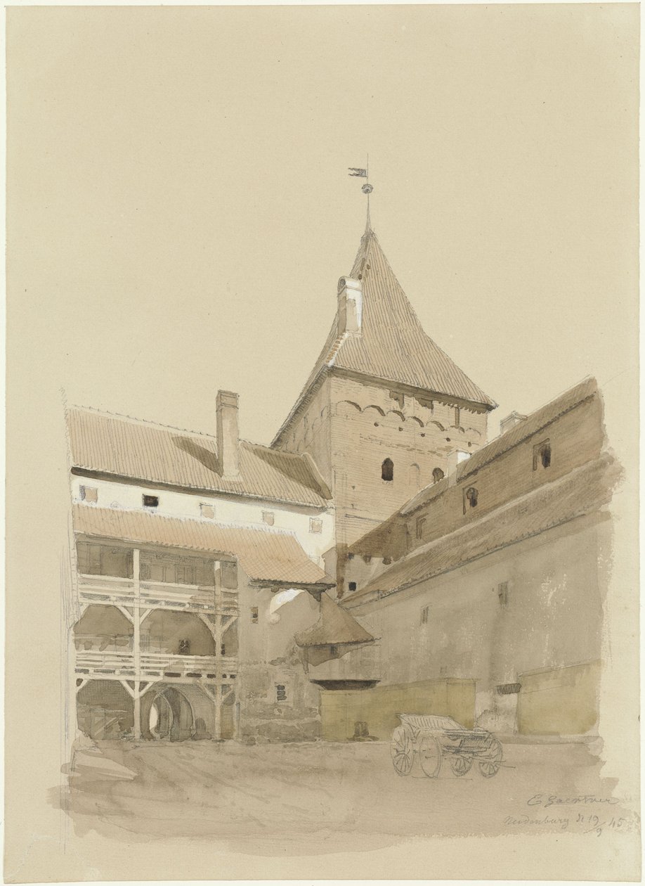 A neidenburgi kastély udvara alkotó: Eduard Gaertner