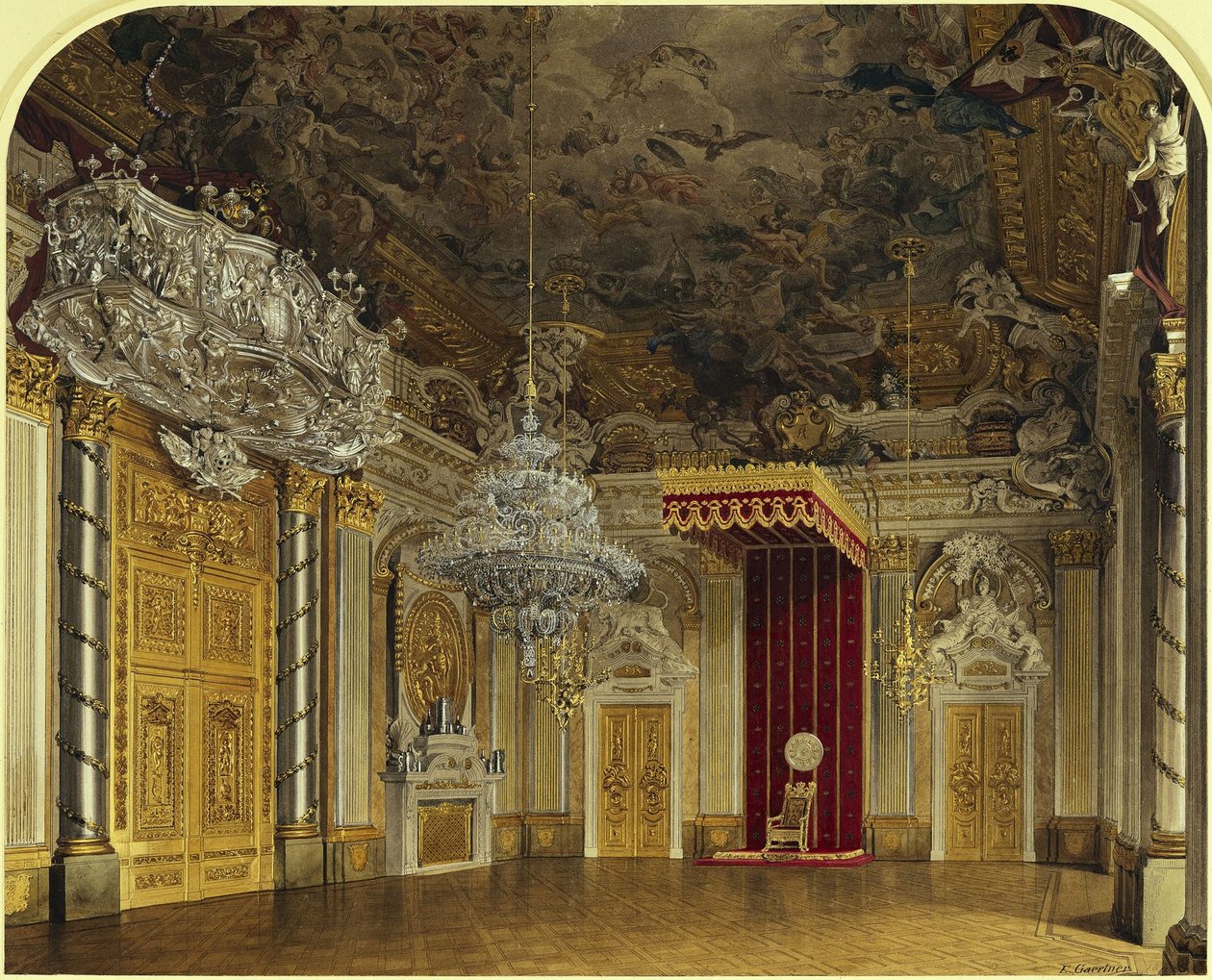A berlini királyi palota lovagterme alkotó: Eduard Gaertner
