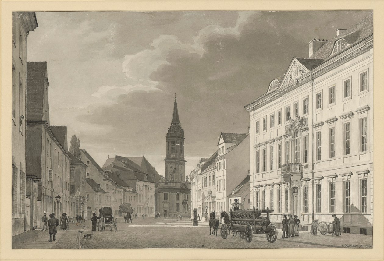 A Klosterstraße a berlini plébániatemplommal alkotó: Eduard Gaertner