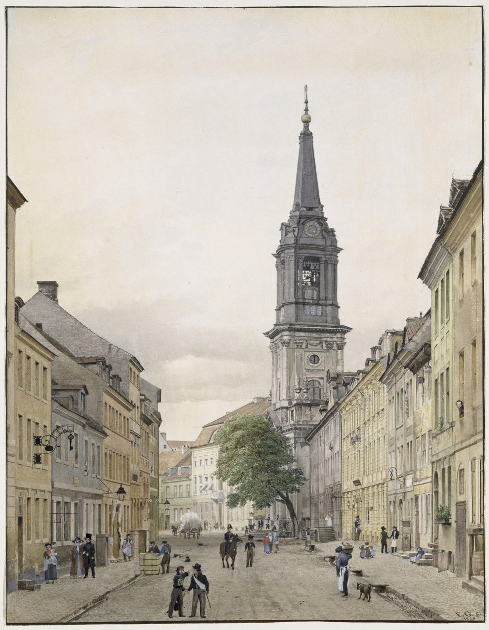 A Klosterstraße a berlini plébániatemplommal alkotó: Eduard Gaertner