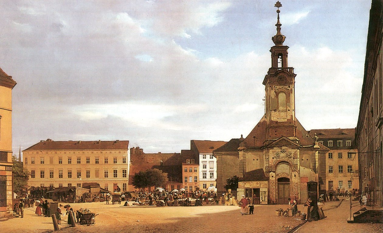 Orosz: "Spittelmarkt in Berlin"
Német: Spittelmarkt alkotó: Eduard Gaertner