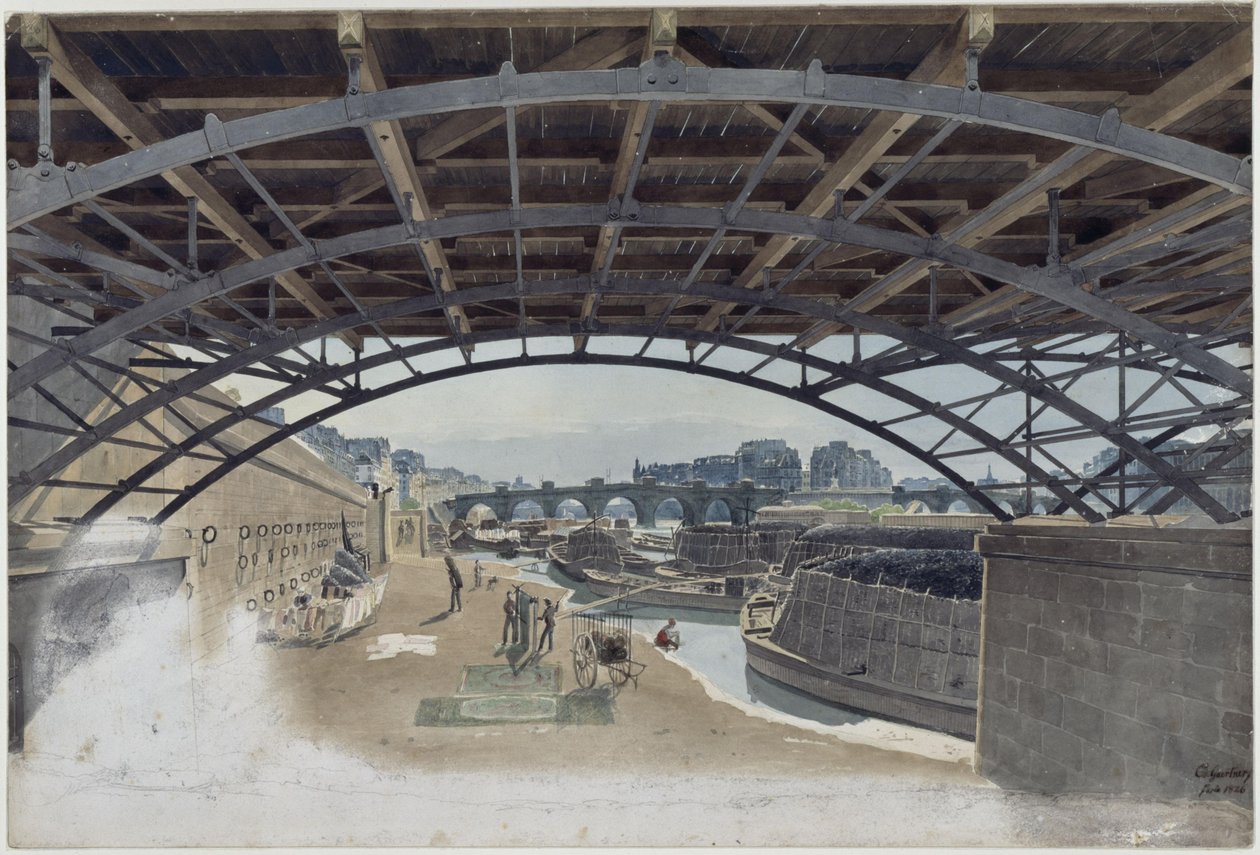 A Pont des Arts alatt, kilátással a Pont Neufre és a Szajna szigetére Párizsban alkotó: Eduard Gaertner
