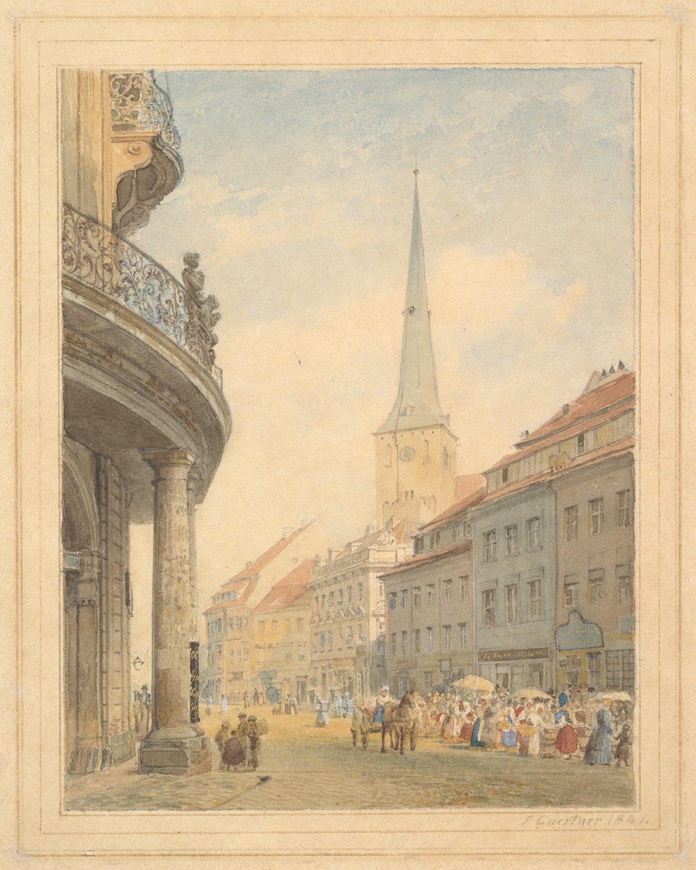 Berlin látképe balra az Ephraim-palotával alkotó: Eduard Gaertner