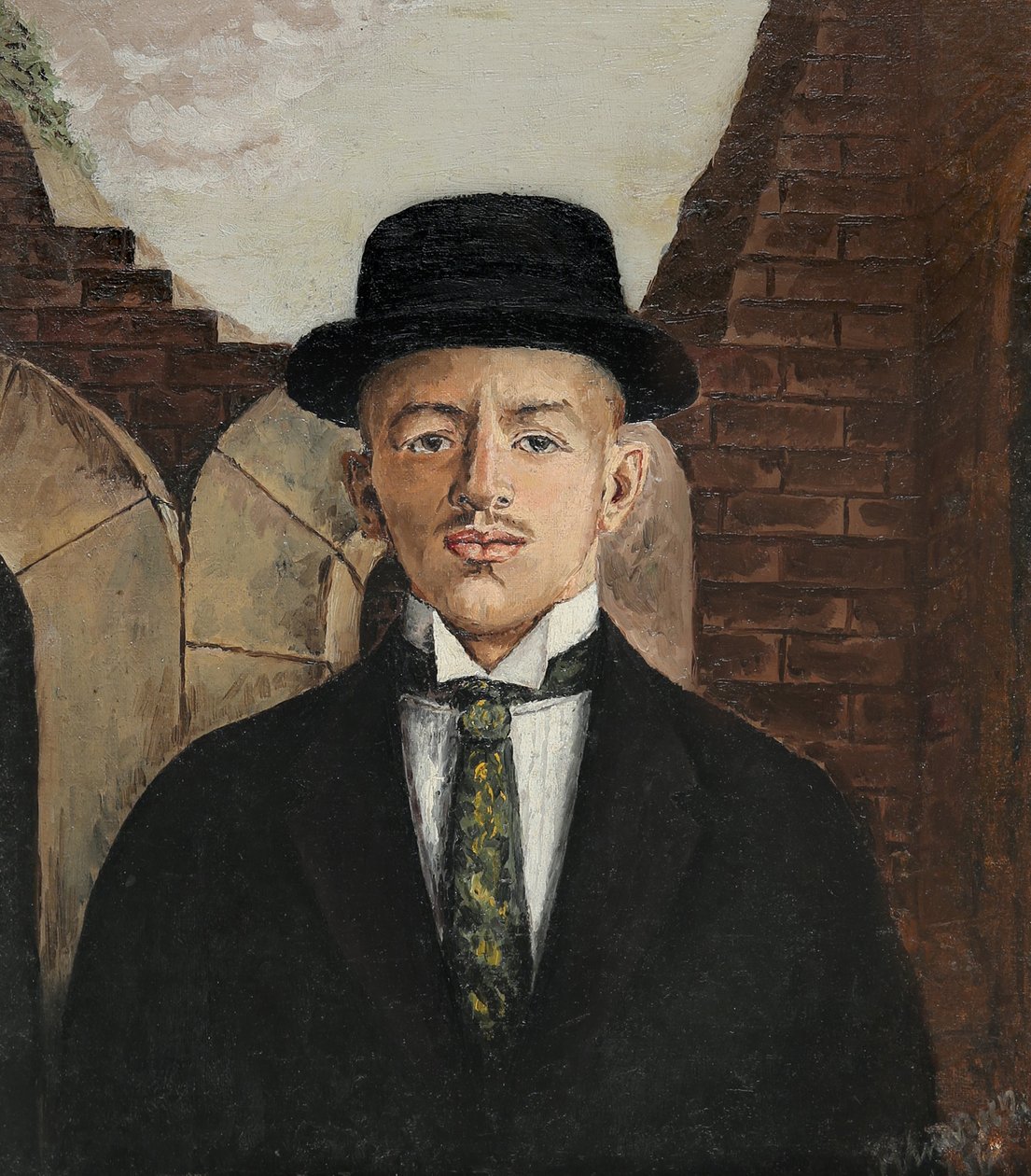 Vaszilij Kamenszkij költő portréja cilinderben 1884-1961, 1917 alkotó: Eduard Gustavovich Shiman