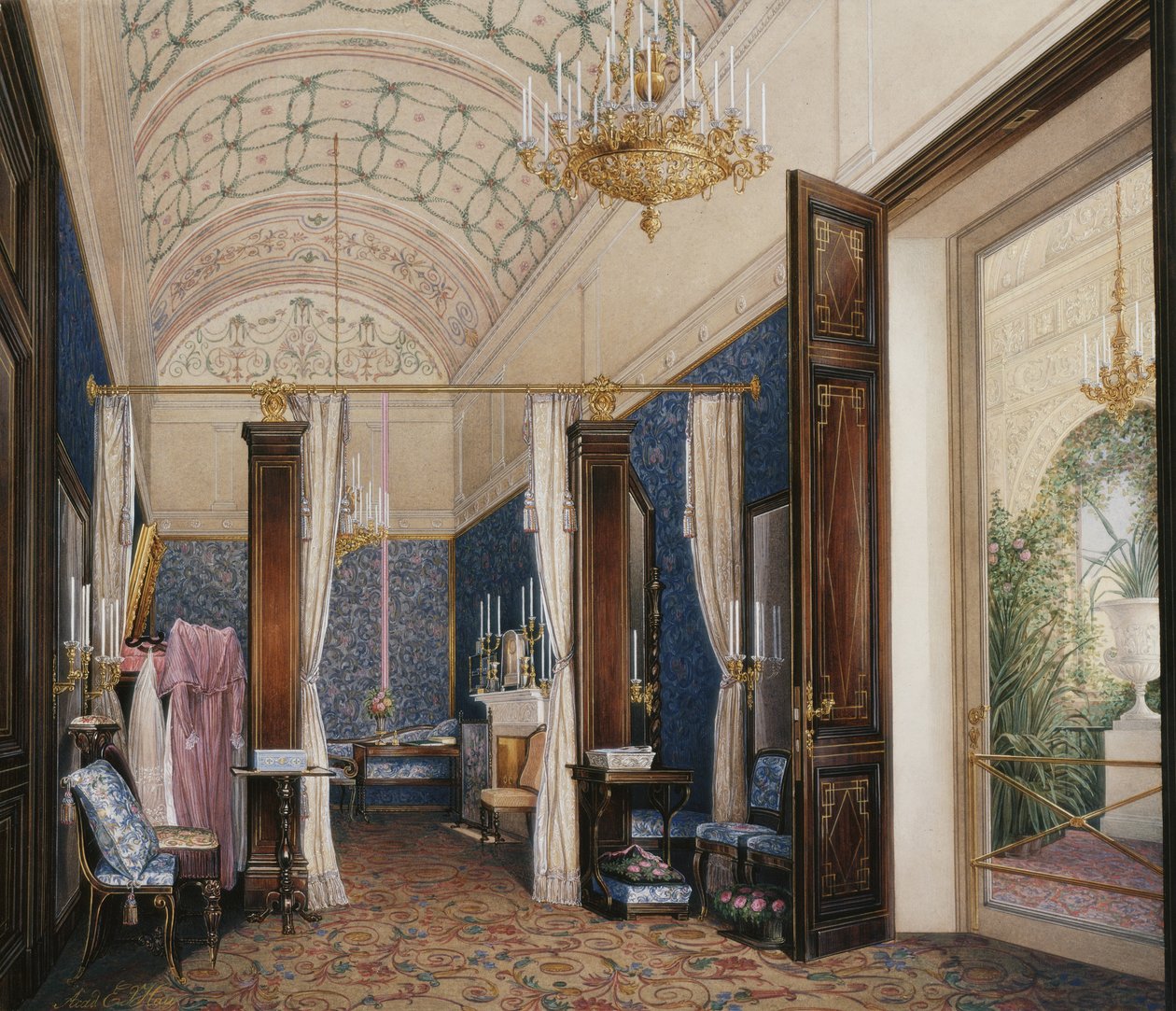 A Téli Palota belső terei. Alexandra Fjodorovna császárné öltözője, 1871 alkotó: Eduard Hau
