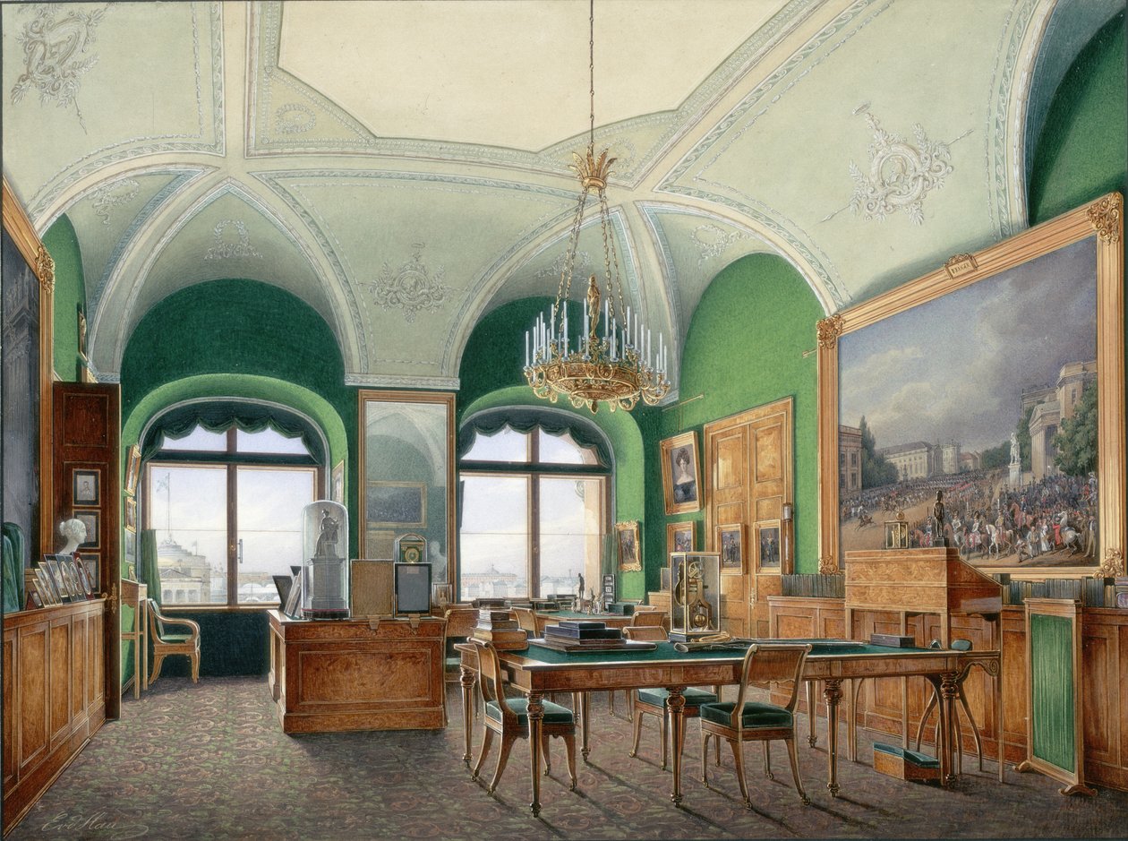 A Téli Palota belső terei. I. Miklós császár nagy tanulmánya, 1860-as évek alkotó: Eduard Hau