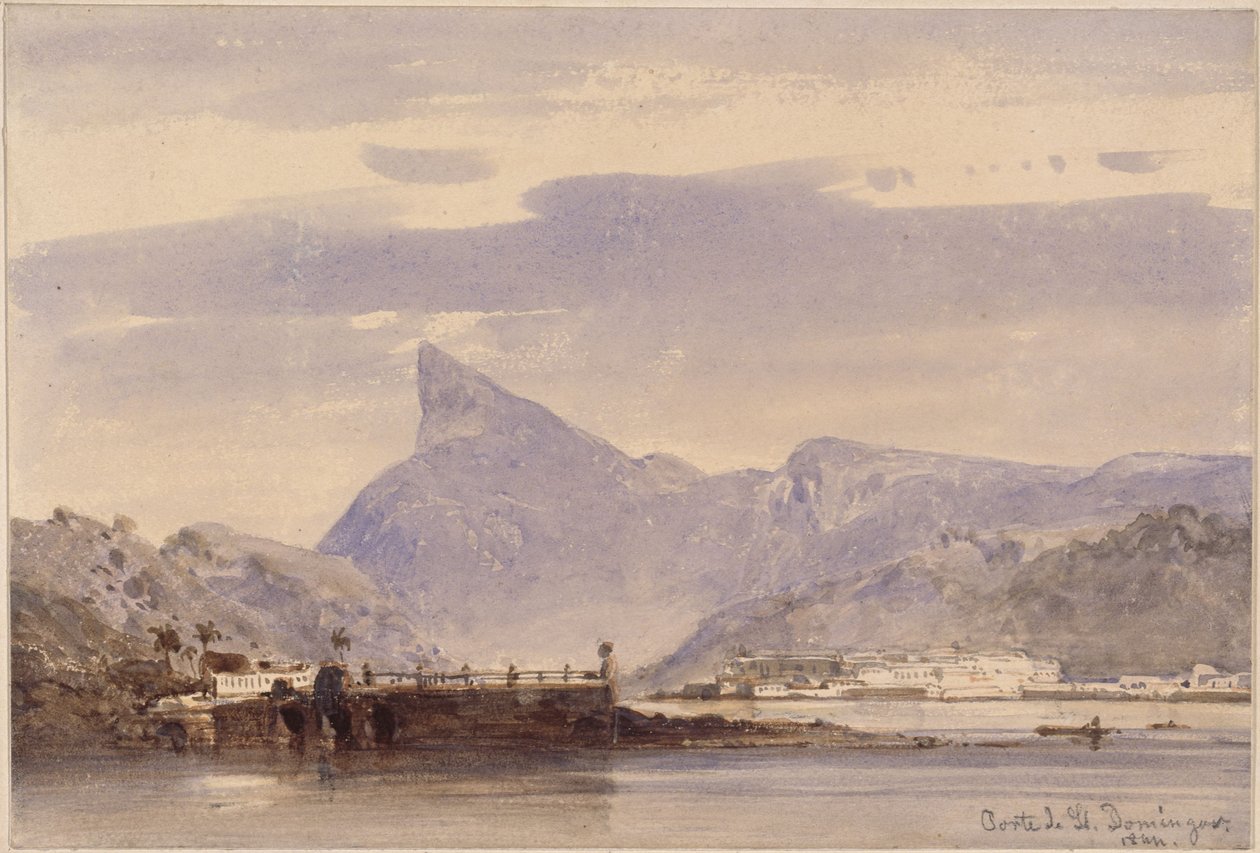 Santo Domingo kikötőjének látképe alkotó: Eduard Hildebrandt