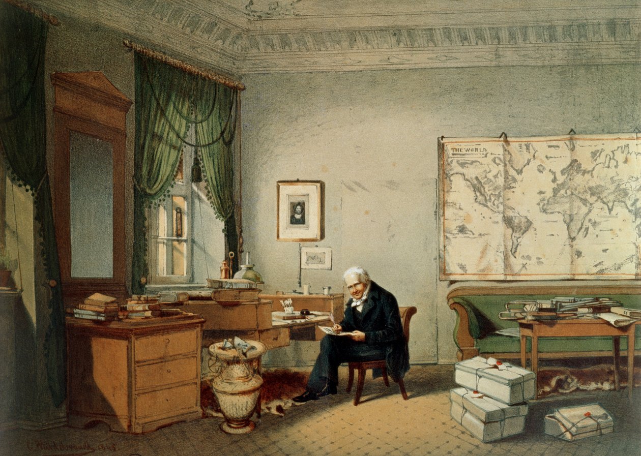 Alexander von Humboldt báró (1769-1859) tanulmányában alkotó: Eduard Hildebrandt