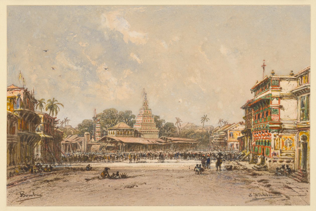 Utca Bombayban alkotó: Eduard Hildebrandt