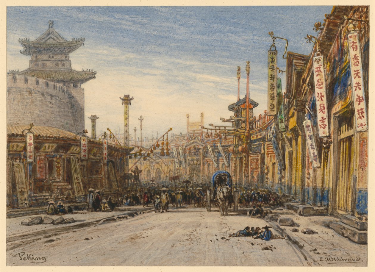 Utca Pekingben alkotó: Eduard Hildebrandt