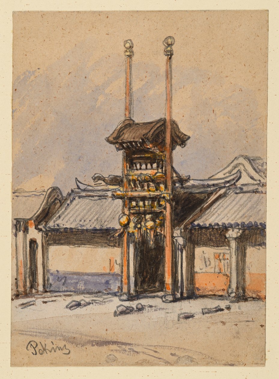 Színház Pekingben. Bejárati kapuzat alkotó: Eduard Hildebrandt