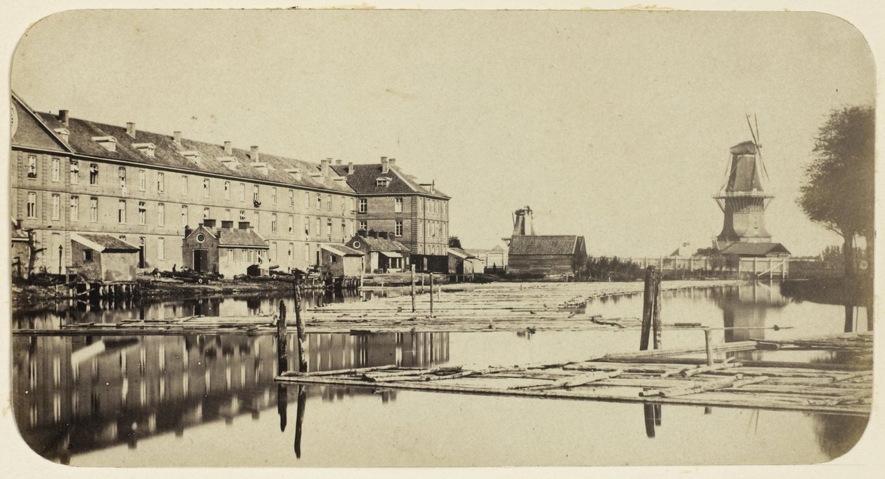 Az amszterdami Oranje-Nassau laktanya a garancingyárból nézve alkotó: Eduard Isaac Asser