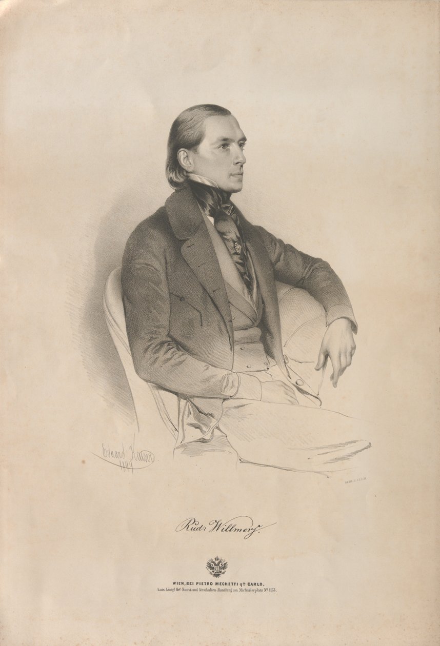 Rudolf Heinrich Willmers zongoraművész és zeneszerző portréja 1821-1878, 1849. alkotó: Eduard Kaiser