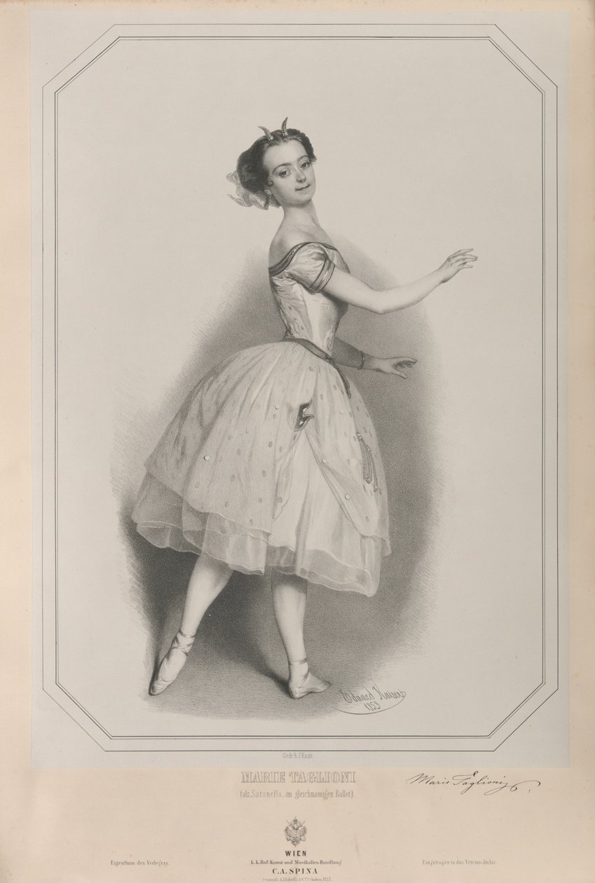 Marie Taglioni balerina 1804-1884 portréja Satanellaként, 1853. alkotó: Eduard Kaiser