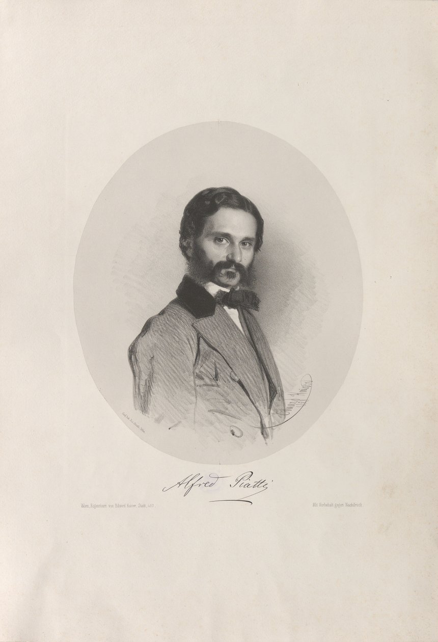 Alfredo Piatti gordonkaművész és zeneszerző portréja 1822-1901, 1858. alkotó: Eduard Kaiser