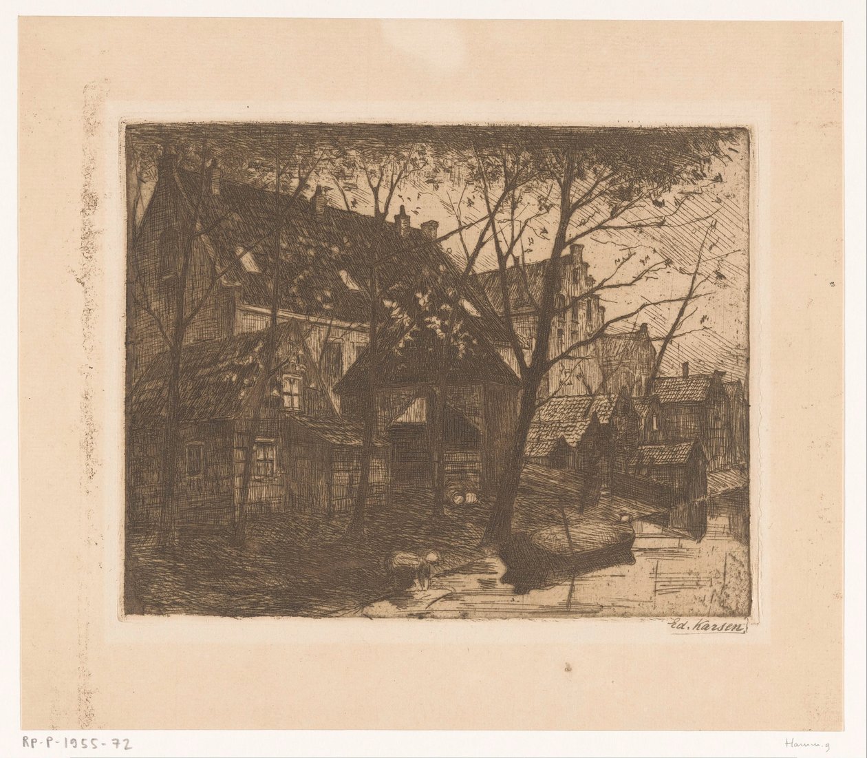 Házak háta a víz mentén alkotó: Eduard Karsen (signed by artist)
