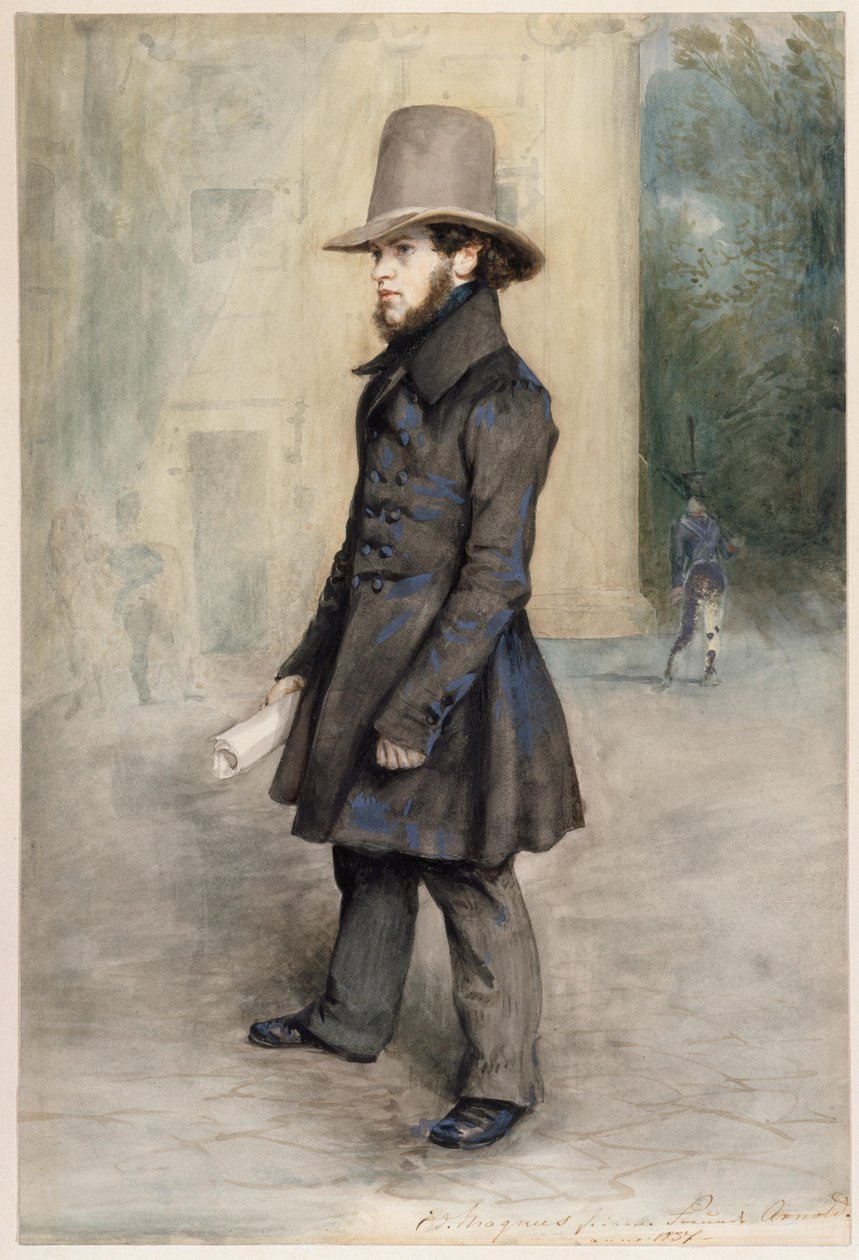 Német: Adolph von Menzel biedermeier kalappal alkotó: Eduard Magnus