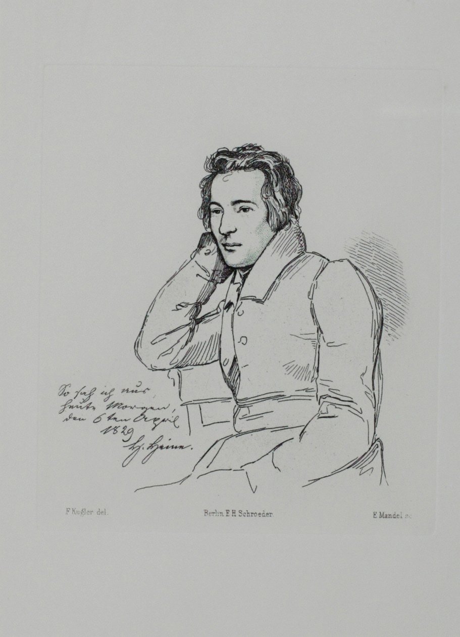 Heinrich Heine költő portréja 1797-1856 Franz Kugler után 1829-ből, 1854 alkotó: Eduard Mandel