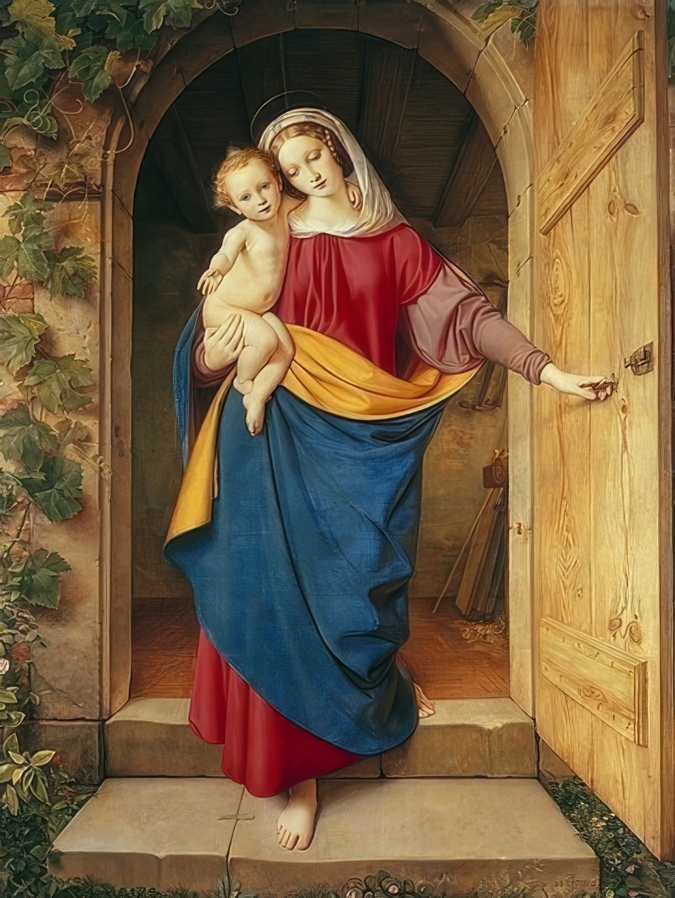Madonna a műhelyajtóban. 1832 alkotó: Eduard Steinbruck